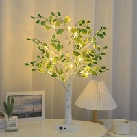 Lumière décorative d'arbre LED, 24 LED, arbre artificiel Bonsaï, lampe de nuit à piles USB pour la maison, la chambre à coucher, blanc chaud