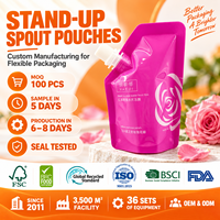 Pochette à bec verseur en PET AL PE avec feuille d'aluminium, haute barrière, anti-fuite, autoportante, laminée, pour emballage de masque en gel à l'eau de rose et de produits de soin de la peau