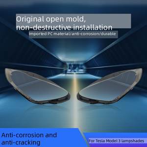 Couvre-phare pour Tesla Model 3 2019-2022 <span class=keywords><strong>Remplacement</strong></span> de la coque de phare Verre transparent Abat-jour sans lentille Phares à <span class=keywords><strong>LED</strong></span> - Product Image 6