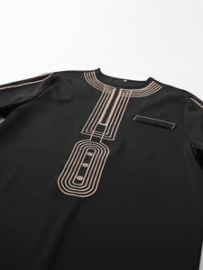 Nouveau Costume Dashiki Africain 2 Pièces pour Hommes, Manches Longues Brodé en Fausse Fourrure, Élégant, Mariage, Luxe, Quatre Saisons - Product Image 5