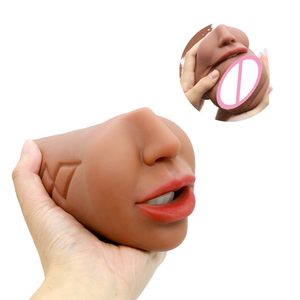 Garganta Profunda Sexo Oral Hombres Masturbación Copa TPE <span class=keywords><strong>3</strong></span> en 1 Doble Agujero Realista Boca Anal Vagina Vibración Juguete Sexual - Product Image 4