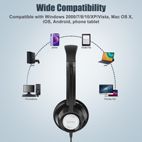 Headset Telepon Bisnis Peredam Kebisingan New Bee H362 Berkabel di Telinga USB PC Komputer Call Center dengan Mikrofon
