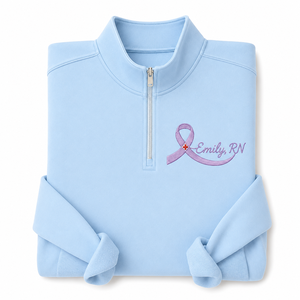 Sudadera Personalizada con Cierre de Cremallera y Bordado de Conciencia sobre el Cáncer de Mama, con Lazo, para Regalo a Enfermeras Supervivientes - Product Image 4