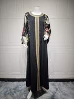 Robe Abaya Islamique Longue pour Femmes avec Décoration en Cristal Style Formel Vintage Silhouette en A 100% Coton