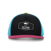 Gorra Trucker Perforada con Bloques de Color, Gorra Snapback de Malla de Secado Rápido con Parche de Goma, Gorra Deportiva Transpirable de Ala Plana para Exteriores