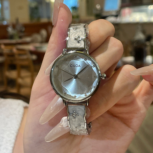 CILOA Montre à quartz pour femme avec cadran en cristal, bracelet rond analogique pour un usage quotidien - Product Image 5