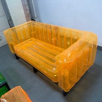 Canapé gonflable de luxe en TPU transparent avec structure en acier inoxydable, imperméable, couleur et taille personnalisables pour une utilisation en intérieur/extérieur