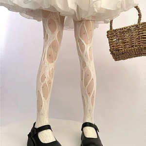 Retro Asymmetrical Fishnet Stockings 0D Ultra Thin Transparent Women's Four Seasons Solid Color Polyester Fiber Stockings - Product Image 2