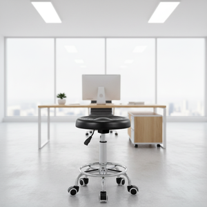 Silla de Masaje Moderna de Acero y Cuero con Altura Ajustable, Taburete Económico y Duradero para Hoteles, Comedor, Sala de Estar, Dormitorio y Exteriores - Product Image 1