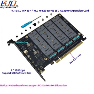 Tarjeta de Expansión Adaptadora PCI-E 5.0 16X a 4 * M.2 Key-M 2280 NVME SSD, Compatible con PCIe X4x4x4x4 Bifurcation, Velocidad de 512Gbps, Venta al Por Mayor - Product Image 1