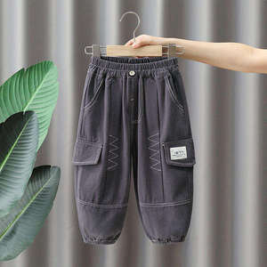 Pantalons <span class=keywords><strong>cargo</strong></span> décontractés pour garçons Printemps et automne Nouveaux grands pantalons pour enfants Pantalons amples pour enfants - Product Image 4