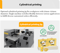 Imprimante UV 3-en-1 avec têtes I3200-U1, imprimante à plat A3 et imprimante cylindrique rouleau-à-rouleau pour étiquettes et bouteilles en cristal