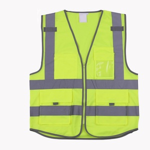 Construction trafic site Orange ou vert clair gilet réfléchissant assainissement vêtements de travail gilet cyclisme costume avec plusieurs poches - Product Image 4