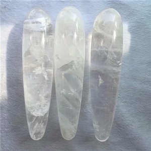 Consolador de cristal de cuarzo natural rock, varita de masaje con imágenes de piedras - Product Image 5