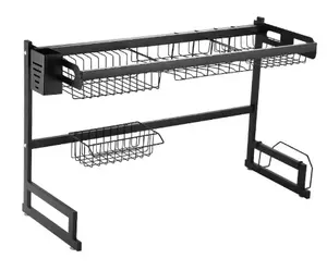 Sink cutlery drying rack 2 layer adjustable stainless steel cutlery drainer