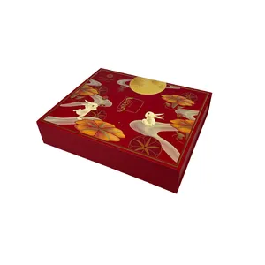 לוגו מותאם אישית יוקרה מגנטי אדום קופסת מתנה חבילה גדולה קופסת אריזת נייר קרטון עם הוספת קרטון