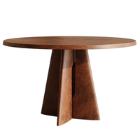 Ensemble complet de meubles de salle à manger modernes de luxe en bois massif sur mesure pour projet d'hôtel, club, maison d'hôtes AJJ-Q264 Wabi Sabai, table ronde