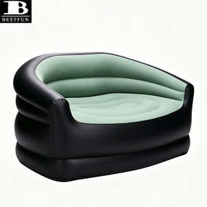 Canapé gonflable floqué portable 2 places, lit d'appoint gonflable, chaise gonflable pour salon, camping, extérieur, <span class=keywords><strong>plage</strong></span>, jardin - Product Image 5