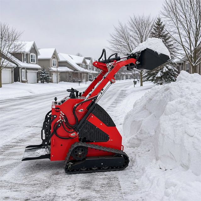 Battery Powered Electric Mini Skid Steer Loader CE Certified Stand-On Compact Track Loader for Snow Removal and Indoor Use
