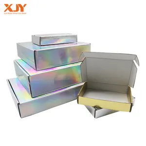 XJY Mailing Box Folding Papelão Ondulado Embalagem De Papel Holográfica Mailing Box Caixa de mudança de cor lindo com logotipo