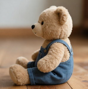 <span class=keywords><strong>Orsacchiotto</strong></span> Morbido in Peluche con Salopette in Denim Blu, Imbottitura in Poliestere e Cotone PP, Design Ricamato, Regalo per Compleanno o Baby Shower - Product Image 5