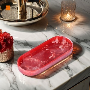 Luxurious Handmade Red Swirl Vanity <strong>Tray</strong> Customizable Oval Epoxy Resin Serving Mold for Bathroom Kitchen Home <strong>Decor</strong> <strong>Dresser</strong> - Product Image 1