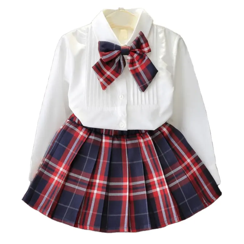 Girls preppy school shirt short skirt pleated skirt suit girls clothing girl dress