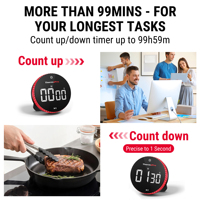 Minuteur de cuisine numérique ThermoPro TM04 avec plage de 99 heures, grand écran LED, support magnétique puissant pour salle de classe, bureau, salle de sport
