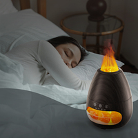 Lampe himalayenne électrique arôme brume fraîche atomiseur d'air humidificateur diffuseur d'arôme de pierre de sel à ultrasons avec décoration de flamme 3D
