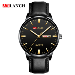 Versatile Mens Everyday Watch Black Leather Strap Rose Gold Tone Hands Date Window Quartz Wristwatch - Product Image 3