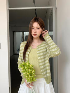 WK38 OEM/ODM <span class=keywords><strong>Cardigan</strong></span> Classique en Laine Tricotée Respirante pour <span class=keywords><strong>Femme</strong></span>, Col en V Ajoure, Manches Longues, Veste Printemps - Product Image 5