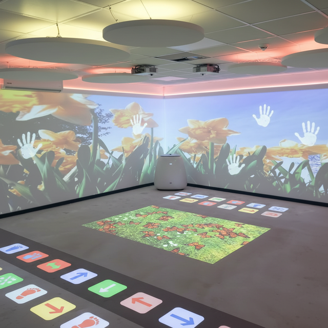 Interactive Wall Projection Virtual Game System for Indoor Amusement Center