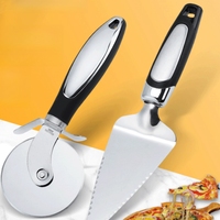 2-teiliger Pizza-Schneider & Kuchen-Serveur Edelstahl-Pizza-Messer mit rutschfesten Griff für scharfen Pizza-Schneider