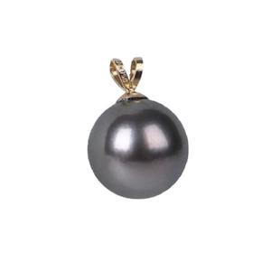 Pendentif en or 18 carats avec perle noire de Tahiti 10-11 mm, collier en perle d'eau de mer, fermoir simple, bijoux de luxe, accessoires de présentation - Product Image 2