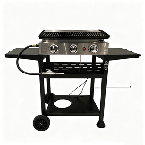 Grill portable à gaz propane coré<span class=keywords><strong>en</strong></span> moderne <span class=keywords><strong>en</strong></span> acier inoxydable de qualité supérieure avec plaque de cuisson plate, sécurité anti-flamme et 3 brûleurs - Product Image 4