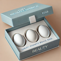 Coffret cadeau œuf de beauté de luxe écologique personnalisé avec mélangeur de maquillage coloré Boîte en papier de carton recyclé avec impression en relief