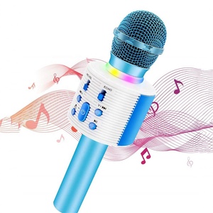 Microfone condensador bl sem fio, popular, v6, para karaoke, festa, cantar, com luz led