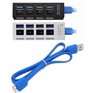 ฮับ USB 3.0 ความเร็วสูง 7 พอร์ต ฮับ USB 3.0 2.0 4 พอร์ต พร้อมไฟ LED สวิตช์เปิด/ปิด + อะแดปเตอร์ไฟฟ้า EU US สำหรับพีซีและแล็ปท็อป - Product Image 4