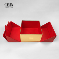 Boîte cadeau rigide rouge de qualité supérieure avec double ouverture, style armoire élégante, emballage de luxe pour parfums et cosmétiques, logo personnalisé