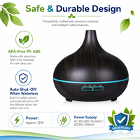 Diffuseur d'arômes en bois foncé sans BPA de 550 ml, humidificateur d'huiles essentielles, LED 7 couleurs, arrêt automatique, minuterie 1H/3H/6H, maison, bureau, spa