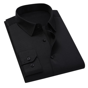Camisas elásticas sólidas sin hierro para hombre, camisa de vestir de manga larga de Spandex, ajuste Regular para hombre con bolsillo frontal suave Easycared - Product Image 5