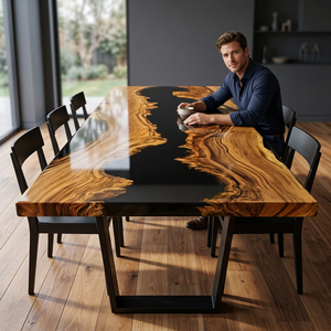 Mesa de Comedor Ovalada Extensible Ergonómica de Madera Moderna, con Banco para 4 Personas, Diseño de Mediados de Siglo, Muebles para Oficina en Casa, PERFECTA - Product Image 1