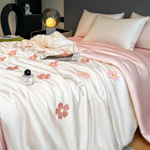 Mùa Hè Phong Cách Mới Rửa Nước Băng Lụa <span class=keywords><strong>Quilt</strong></span> Bốn Mảnh Thiết Lập Với Thêu - Product Image 3