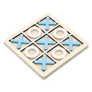 Madeira Tic Tac Toe Board Game Jogo de Puzzle Pai-filho Brinquedos Educativos Interativos Engraçado XO Chess Board Game For Kids