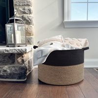 Paniers à linge en corde de coton, grand panier de rangement pliable, paniers à linge tissés avec poignées durables, personnalisables