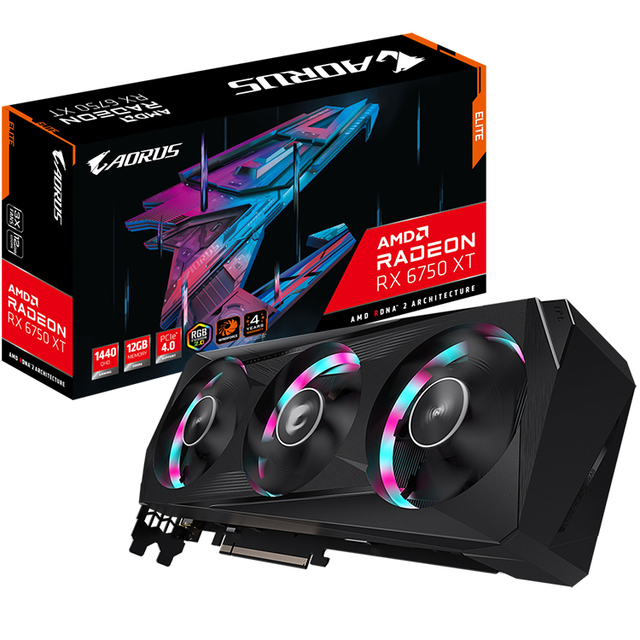 Used GIGABYTE AORUS Radeon RX 6750 XT ELITE 12GB Gaming Graphics Card with GDDR6 Memory Support OverClock