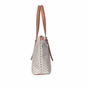 Oushang Fashionable Beige/<strong>Black</strong>/Color <strong>Small</strong> Bucket <strong>Handbag</strong> for Women with Two Straps and Zipper Closure PVC Material 26x12x73CM - Product Image 3