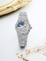 Montre RICECGO Iced Out Moissanite, diamantée, luxe, quartz, date, style hip-hop, or, entièrement sertie de diamants.