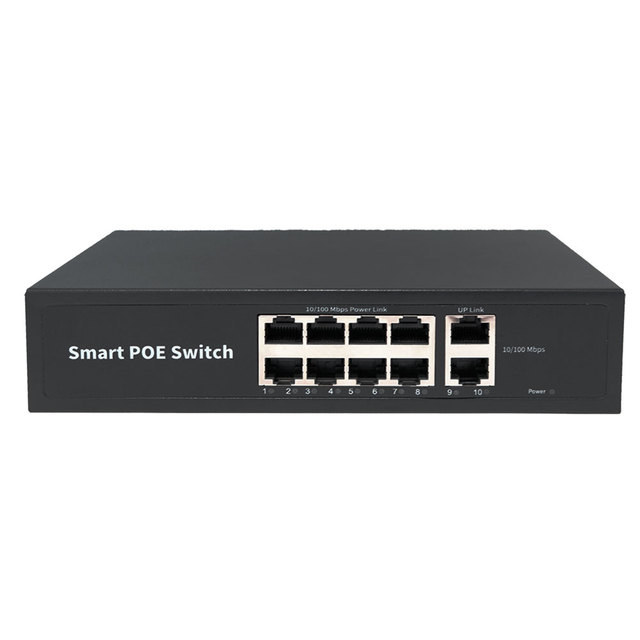 8 Port 2 Uplink 48V 10 100Mbps Industrial POE Managed Ethernet Switch Gigabit Network PoE Switch for IP Camera