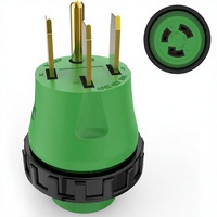 Adaptador de Corriente para RV de 50 Amperios y 30 Amperios, 125V, Conector con Bloqueo NEMA 14-50P NEMA L5-30R, Verde/Negro
